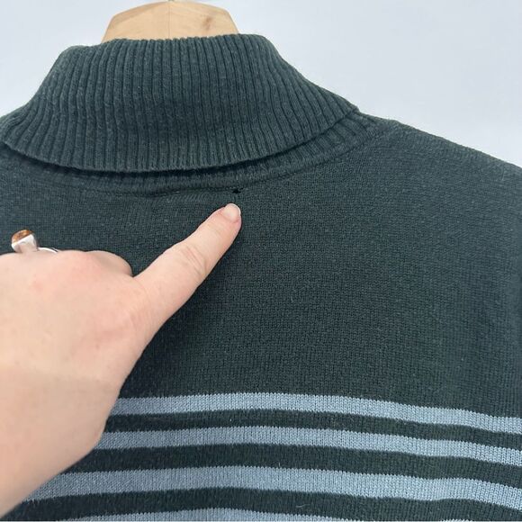 Vintage a.n.a. Gray Stripe Turtleneck Sweater Size Medium Petite Black Y2K Boho - Picture 3 of 3